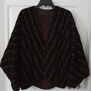 Zara Brown Quilted Velvet Kimono NWOT